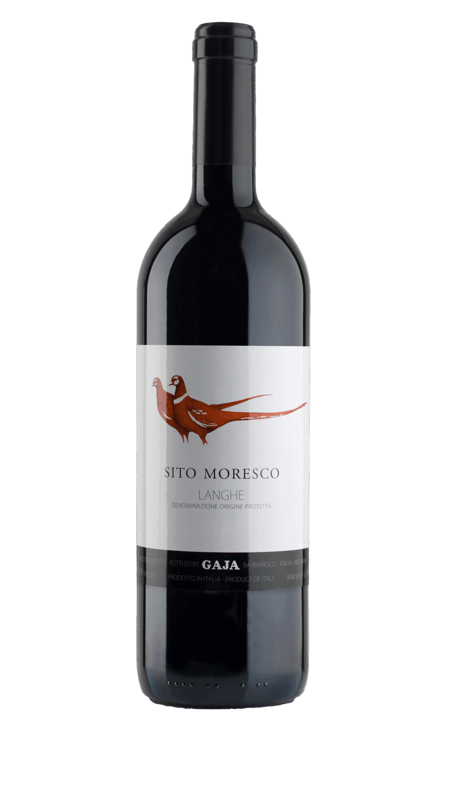 Gaja Sito Moresco 2022 750 ML Piedmont red wine bottle with elegant label featuring a bird illustration