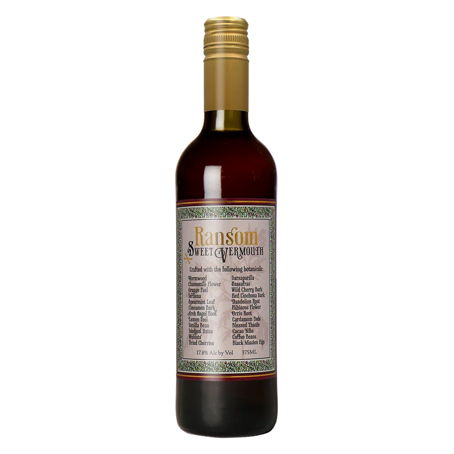 Ransom Sweet Vermouth 750ml bottle showcasing premium craft American vermouth with rich herbal and citrus flavors.