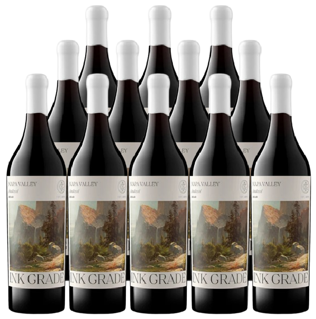 Ink Grade Red Wine Andosol Napa Valley 2018 bottle set of 12 with rich, bold flavors and volcanic soil terroir.