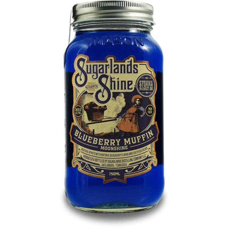 Bottle of Sugarlands Shine Blueberry Muffin Moonshine 750 ML flavored moonshine