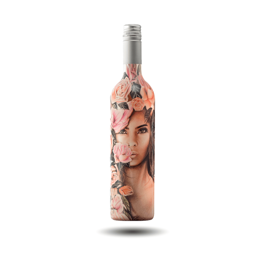 VIK La Piu Belle Rose 750ML bottle with floral and portrait artwork, premium Chilean rose wine.