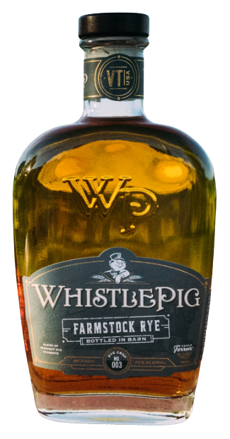WhistlePig FarmStock Rye Crop No. 003 bottle, 750ml, small-batch rye whiskey.