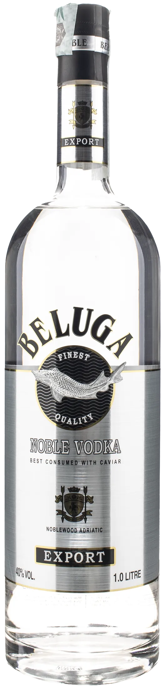 Beluga Vodka Noble Export 1L bottle with premium label design.