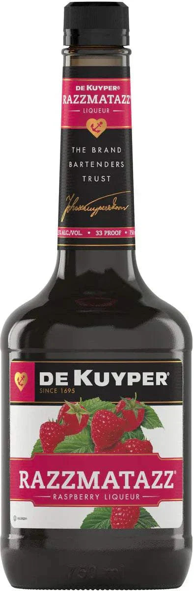 Dekuyper Raspberry Schnapps Razzmatazz 33 750 ML bottle with vibrant raspberry flavor