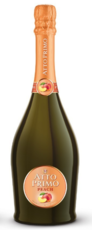 Gancia Atto Primo Peach sparkling wine bottle with straw yellow color and golden reflections