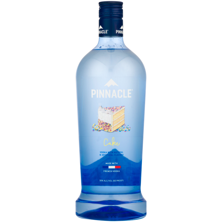 Pinnacle Cake Flavored Vodka 1.75 L bottle with French wheat and spring water.