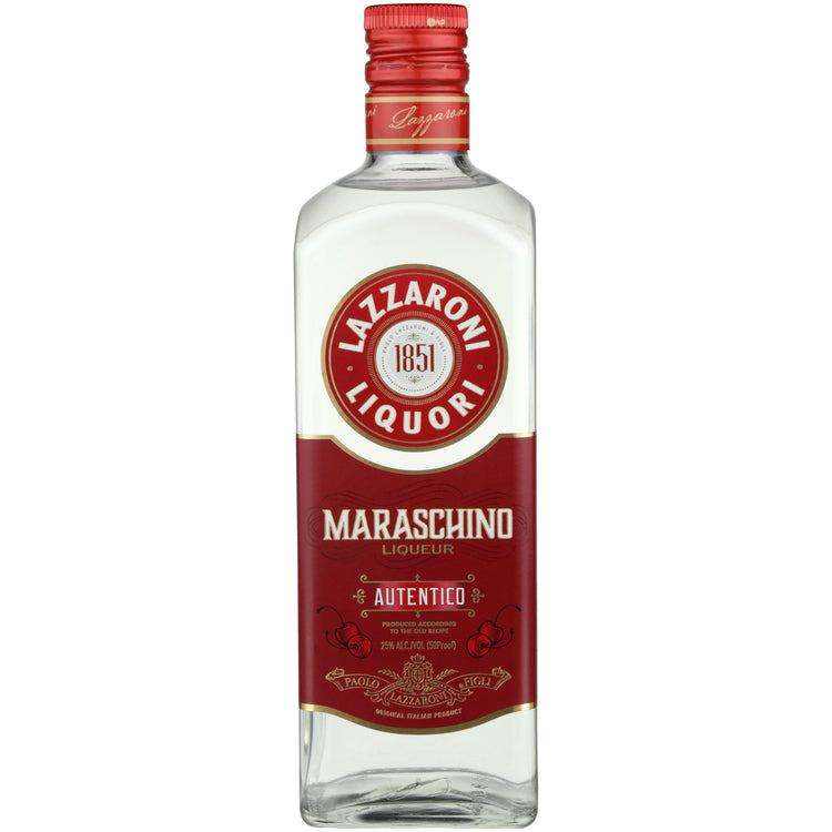 Lazzaroni Maraschino 50 liqueur bottle 750 ML with red and white label.
