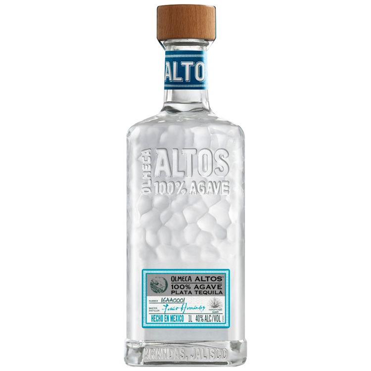 Olmeca Altos Tequila Plata 80 1L bottle made from 100% Mexican blue agave.