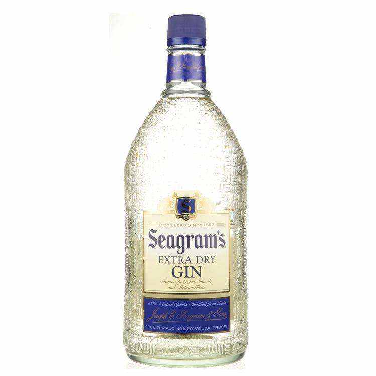 Seagram's Extra Dry Gin 1.75L bottle with juniper-forward flavor.