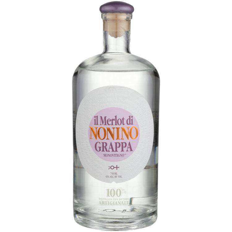 Nonino Grappa Il Merlot Di Nonino Monovitigno 82 750 ML bottle showcasing premium Italian grappa.