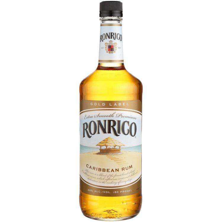 Ronrico Gold Rum Gold Label 750 ml bottle with smooth, bold Caribbean flavor.
