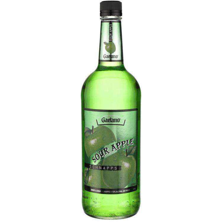 Gaetano Sour Apple Schnapps 1L bottle with green apple label.