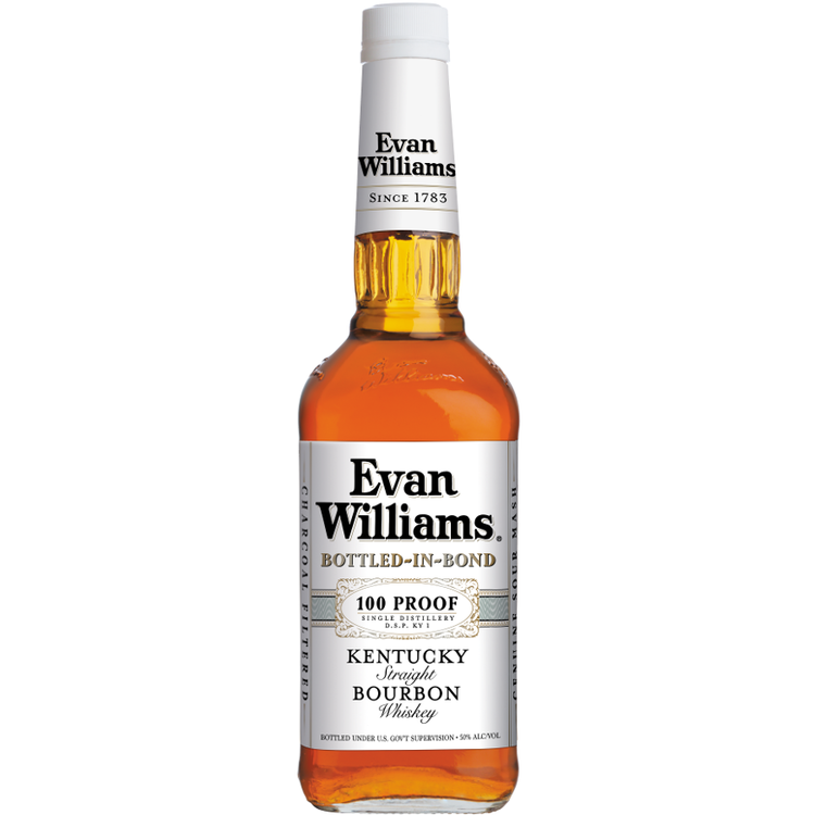 Evan Williams Straight Bourbon White Label Bottled In Bond 750 ML Whiskey.