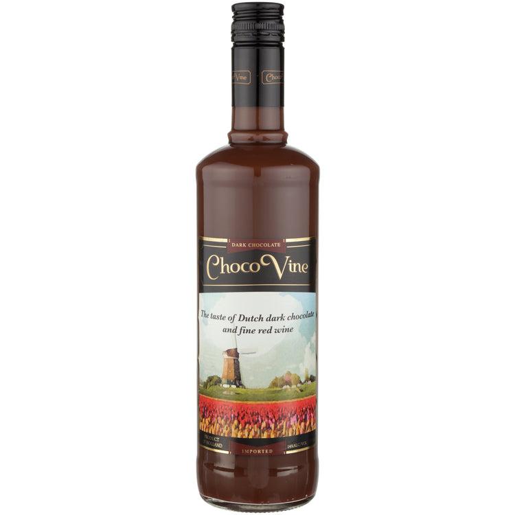 Chocovine Dark Chocolate Flavored Wine 750 ML bottle with rich dark chocolate and smooth wine blend
