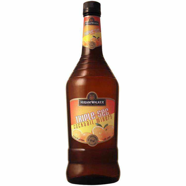 Hiram Walker Triple Sec 750 ML bottle with natural orange flavor, ideal for cocktails.