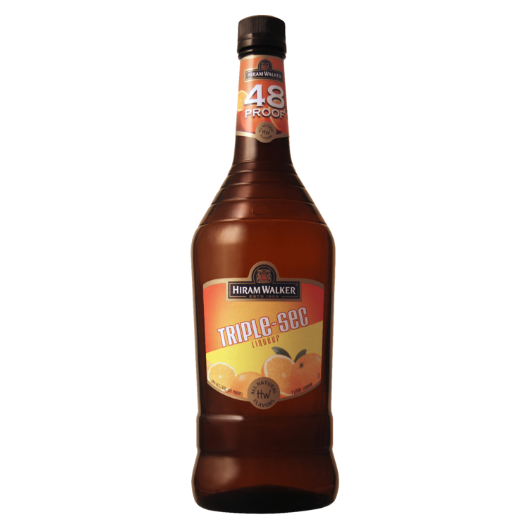 Hiram Walker Triple Sec 60 1 L bottle with natural orange flavor.