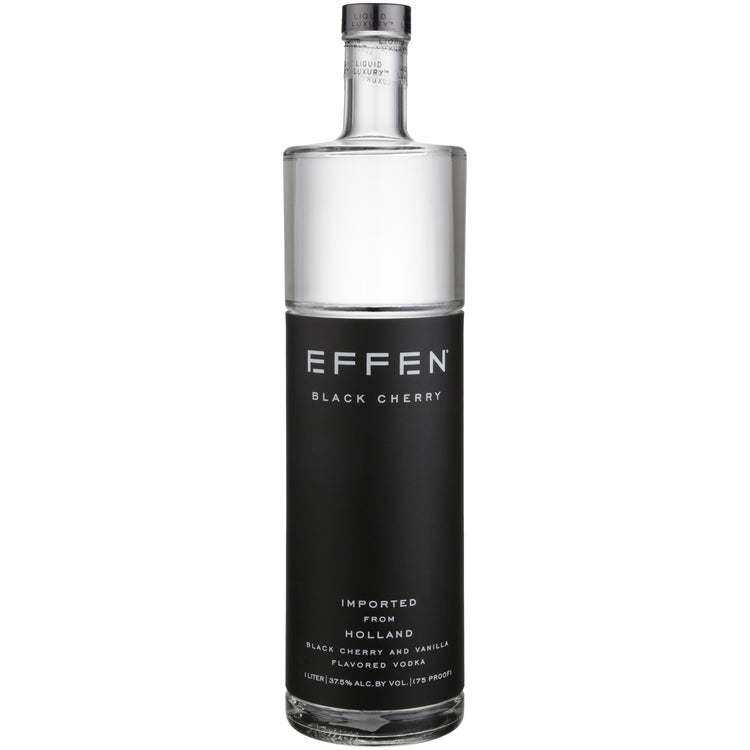 Effen Black Cherry Flavored Vodka 1L bottle, smooth wheat vodka with natural black cherry and vanilla.