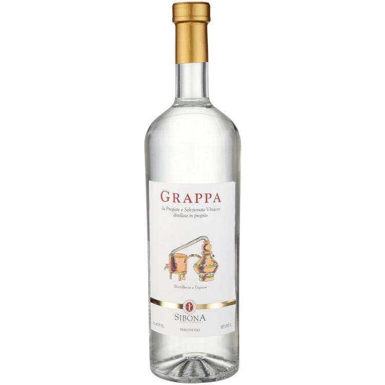 Sibona Grappa Classica 80 1L bottle with floral and plum notes.