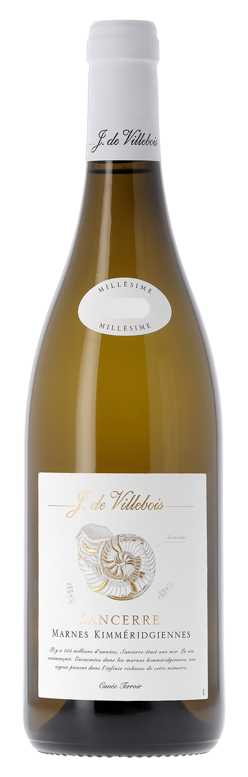 Wine bottle with a label on a white background