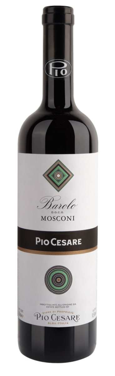 Bottle of Pio Cesare Barolo Mosconi 2020 wine with elegant labeling