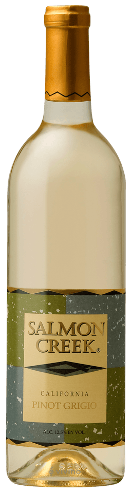 Salmon Creek Pinot Grigio wine bottle on a white background