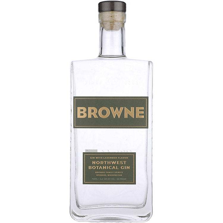 Browne Family Northwest Botanicals Gin 750 ML bottle with regional botanical design