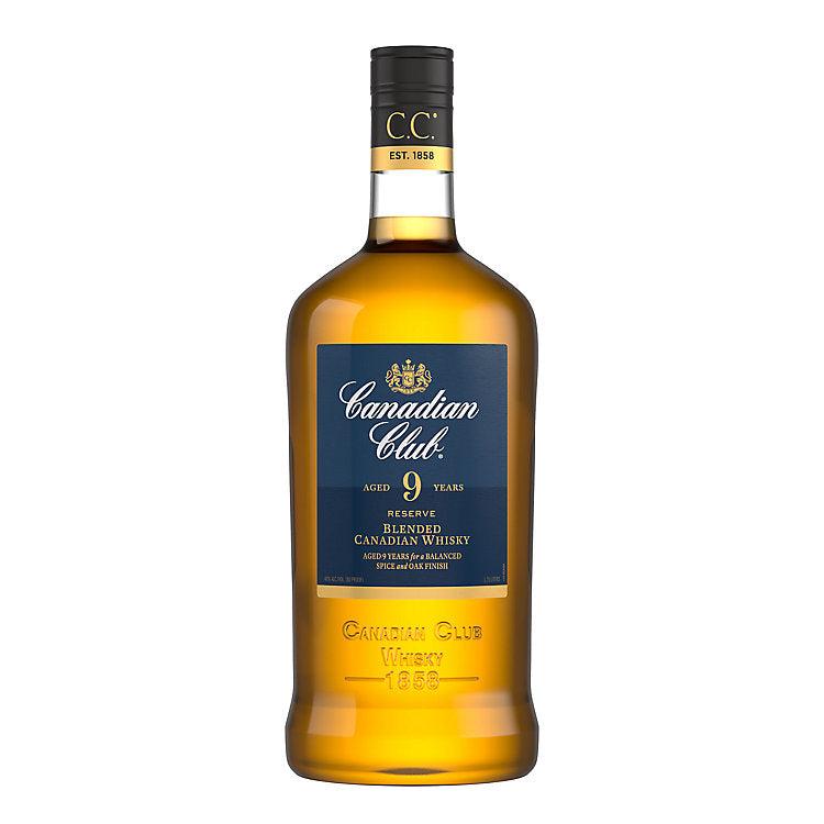 Canadian Club Canadian Whisky Reserve 9 Year 1.75L bottle showcasing premium aged whisky with smooth caramel and vanilla notes