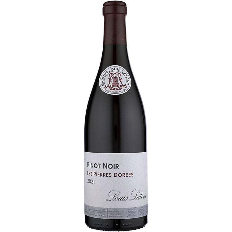 Louis Latour Coteaux Bourguignons Rouge Les Pierres Dorees 2021 red wine bottle with golden limestone region label