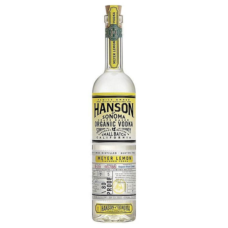 Hanson of Sonoma Meyer Lemon Organic Vodka 750 ml bottle with bright citrus design