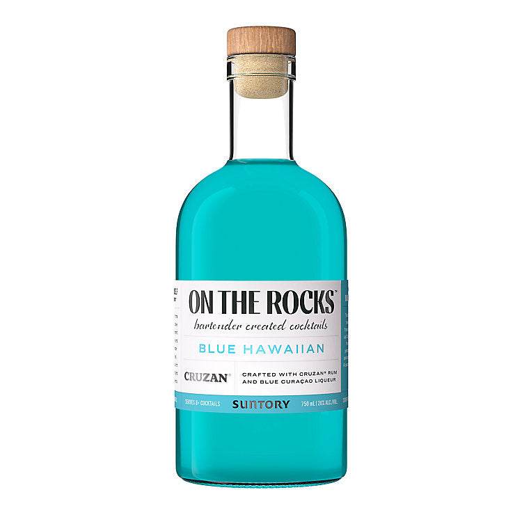 Otr-On The Rocks Blue Hawaiian cocktail bottle with Cruzan Rum and Blue Curacao, vibrant tropical flavor