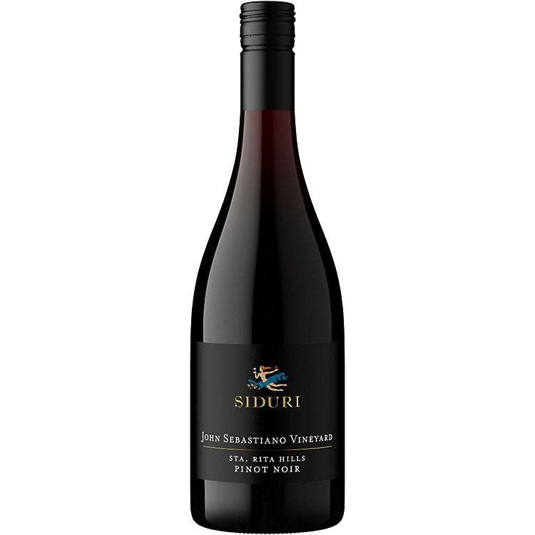 Bottle of Siduri John Sebastiano Pinot Noir 2021 showcasing vibrant red cherry and raspberry notes
