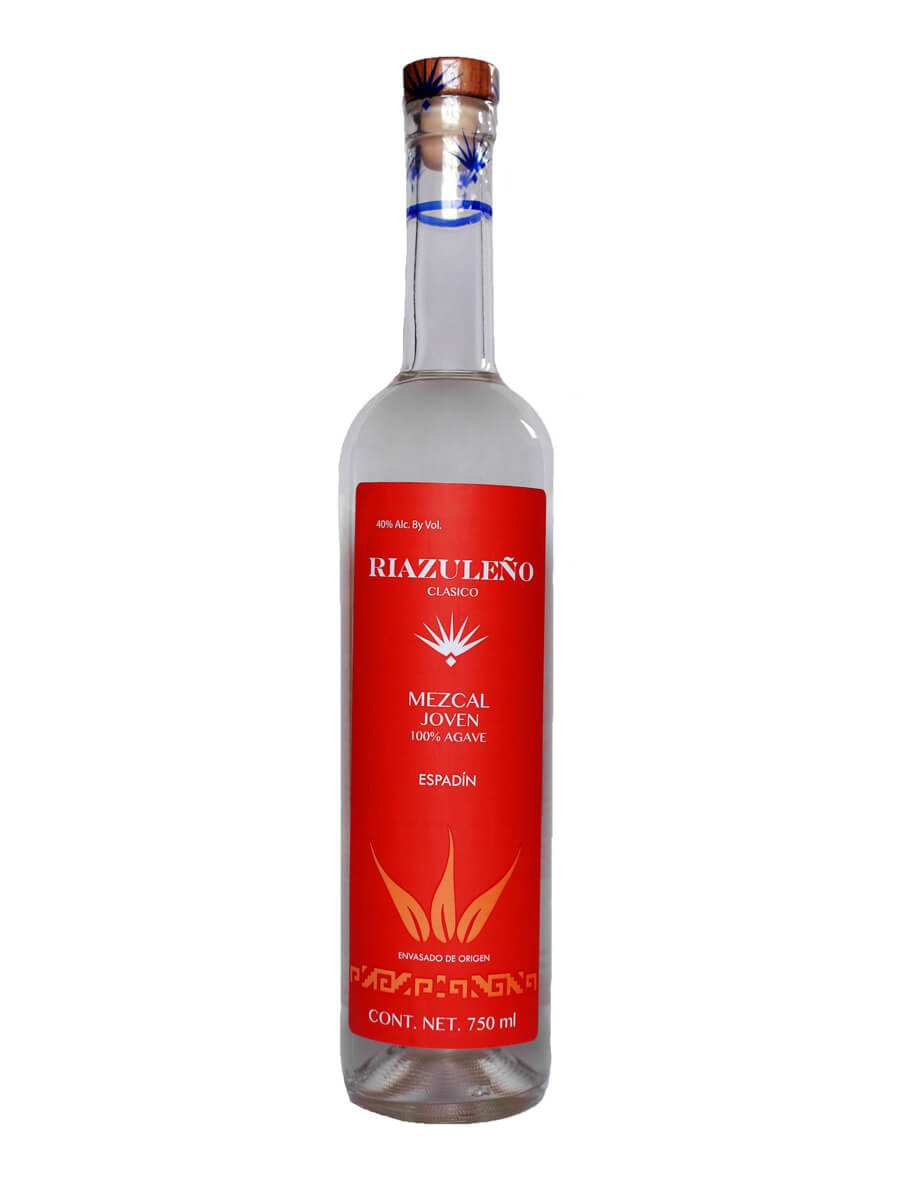 Riazuleno Mezcal Joven Classico Espadin 80 750 ML bottle showcasing artisanal Oaxacan mezcal with smoky agave flavor
