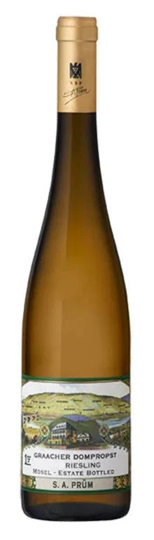 S.A. Prum Graach Domprobst Riesling 2017 wine bottle, German white wine, Mosel region, 750 ML, vibrant aromas, elegant and refined.