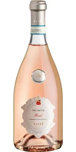 Santi Infinito Bardolino Rose 2023 wine bottle from Veneto, Italy with elegant label design, 750ml.