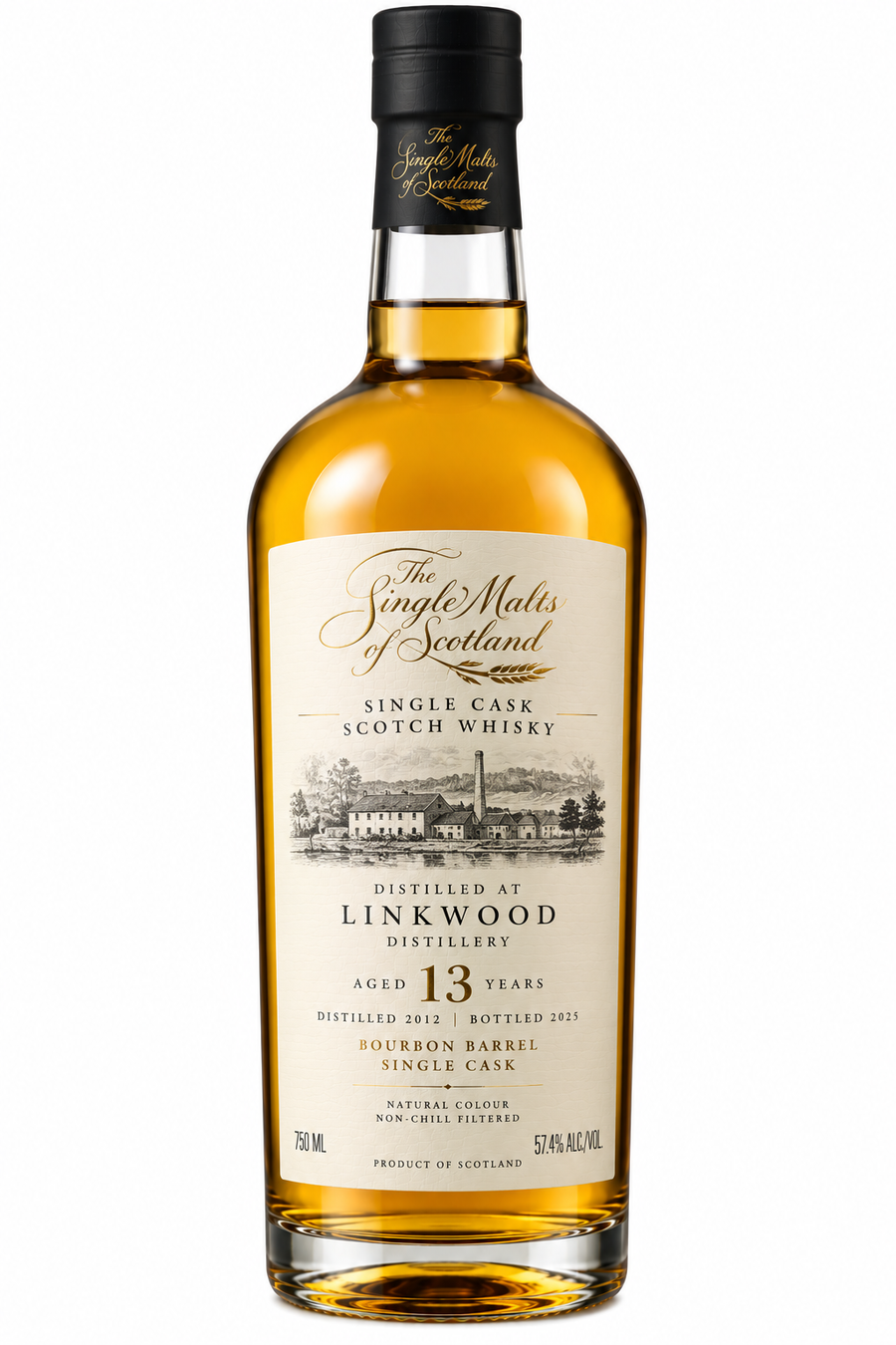Single Malts of Scotland Linkwood 2012 13 Year Old Bourbon Barrel Single Cask Scotch Whisky 750 ML