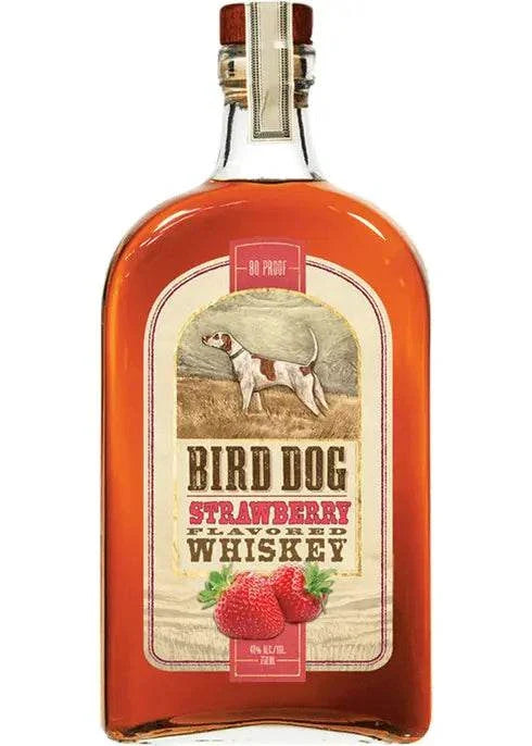 Bottle of Bird Dog Strawberry Whiskey 750 ml with rich Kentucky whiskey and sweet strawberry flavors