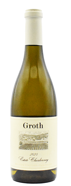 Groth Estate Chardonnay 2023 750 ML bottle showcasing Napa Valley white wine with elegant, balanced flavors and creamy texture.