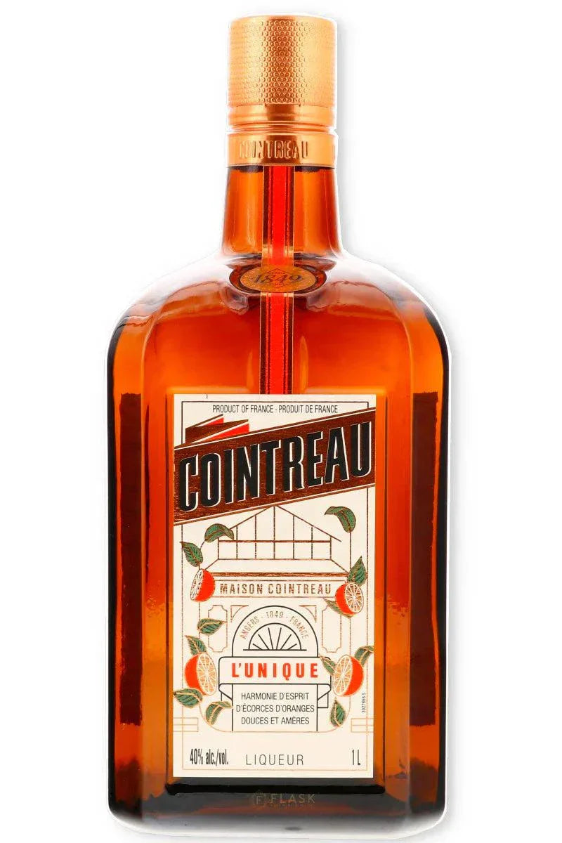 Cointreau Lunique Liqueur 750 ML bottle with orange and white label on white background