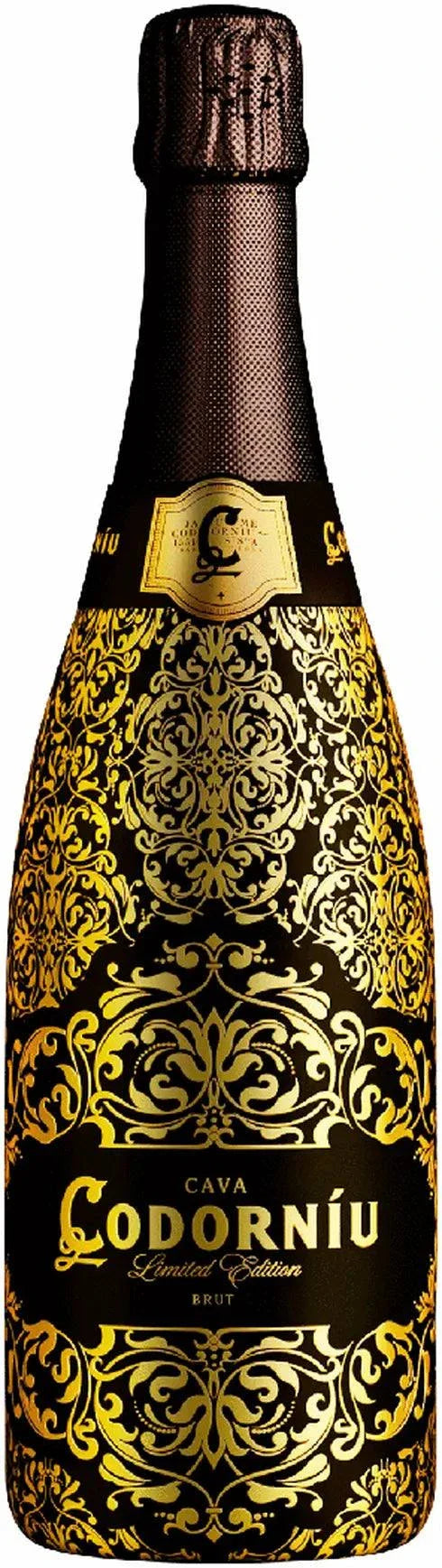Bottle of Codorniu Limited Edition Brut Reserva sparkling wine 750 ML with golden color and elegant label