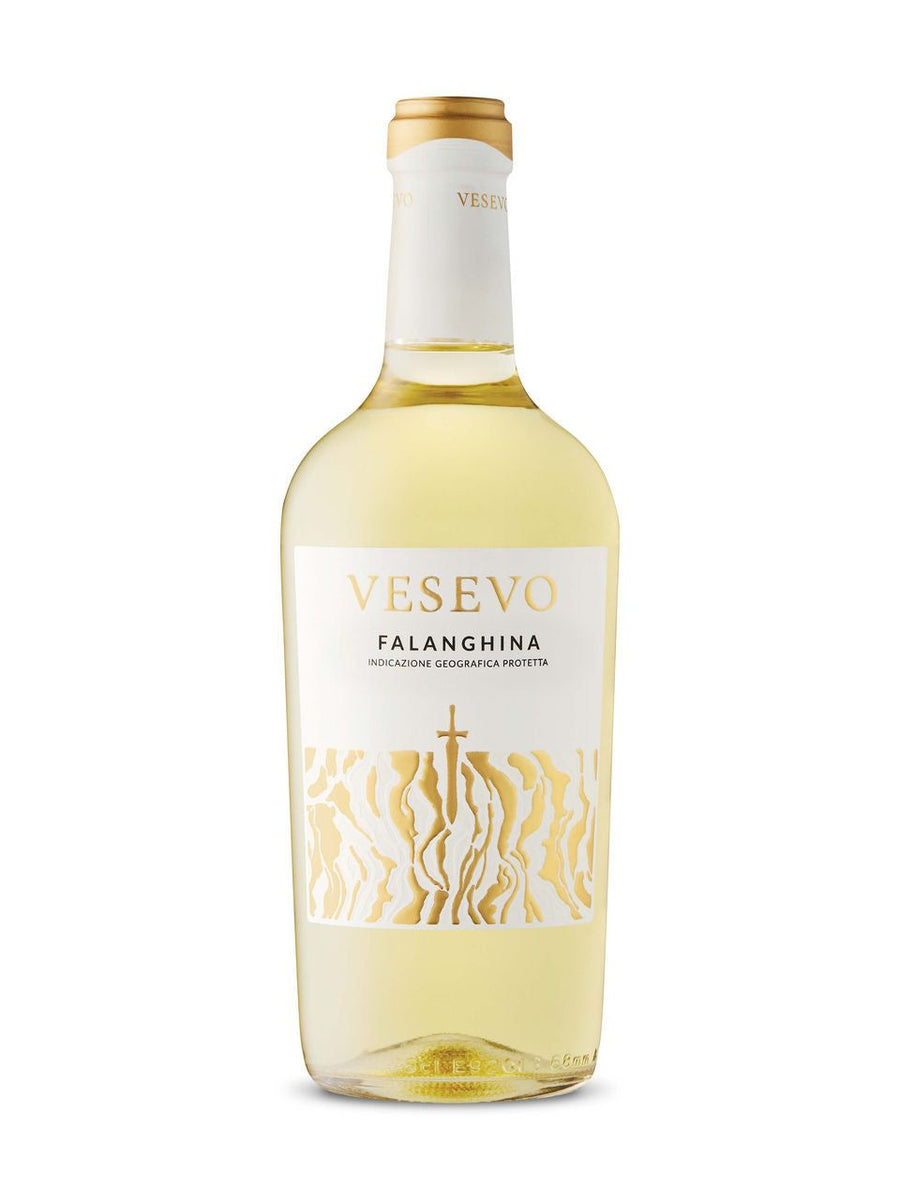 Vesevo Falanghina Campania 2024 Italian white wine bottle with elegant label and golden yellow color