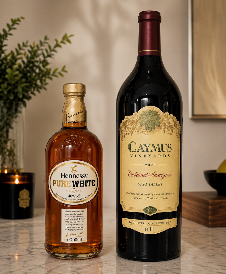 Hennessy pure white 700 ML & caymus Cabernet 2023 1 L (2 Bottle Combo)