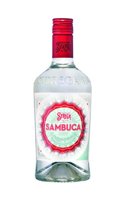 Bottle of Strega Sambuca 76 700 ML Italian anise-flavored spirit with herbal blend