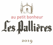 Les Pallieres Au Petit Bonheur Rose 2021 wine label with vintage design.