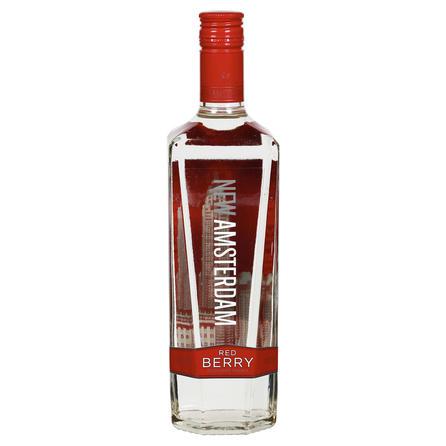New Amsterdam Red Berry Vodka 750 ML bottle showcasing vibrant berry flavors.