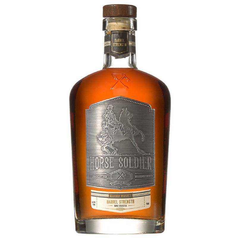 Horse Soldier Signature Barrel Strength Wheated Bourbon Whiskey 750ml bottle with metallic label.