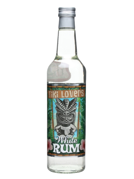 Bottle of Tiki Lovers White Rum 750 ML, 100‑proof premium Caribbean white rum.
