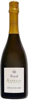 Ackerman Royal Cremant de Loire Brut 2020 sparkling wine bottle with gold foil and white label