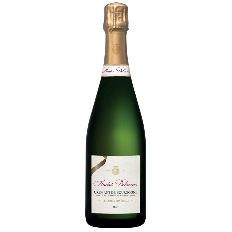 Andre Delorme Cremant De Bourgogne Brut Terroirs Mineraux 750 ML sparkling wine bottle