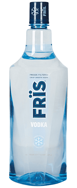 Fris Vodka 1.75 L bottle, featuring freeze-filtered, four-times distilled vodka for a clean, crisp taste.