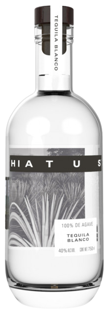 Hiatus Tequila Blanco 100% de Agave 750 ML bottle with clear liquid, elegant label design.